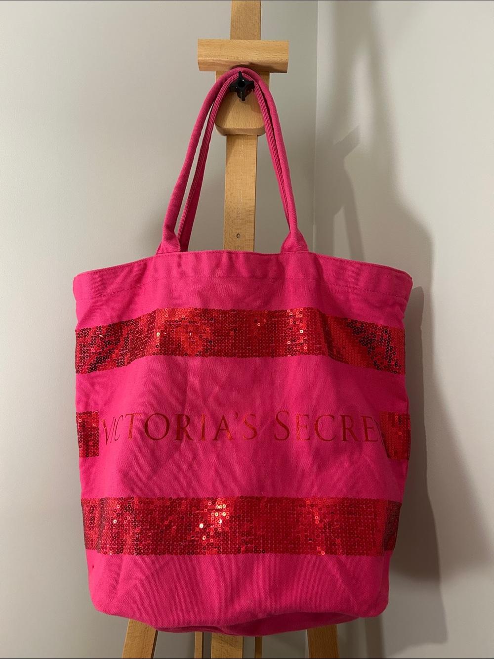 Victoria's Secret | Hot Pink Canvas Tote With Sequins